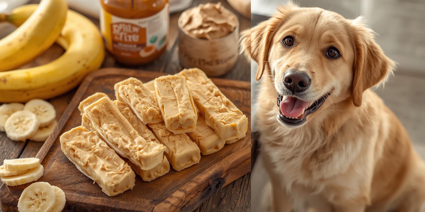 Banana Peanut Butter Chew Sticks for Dogs